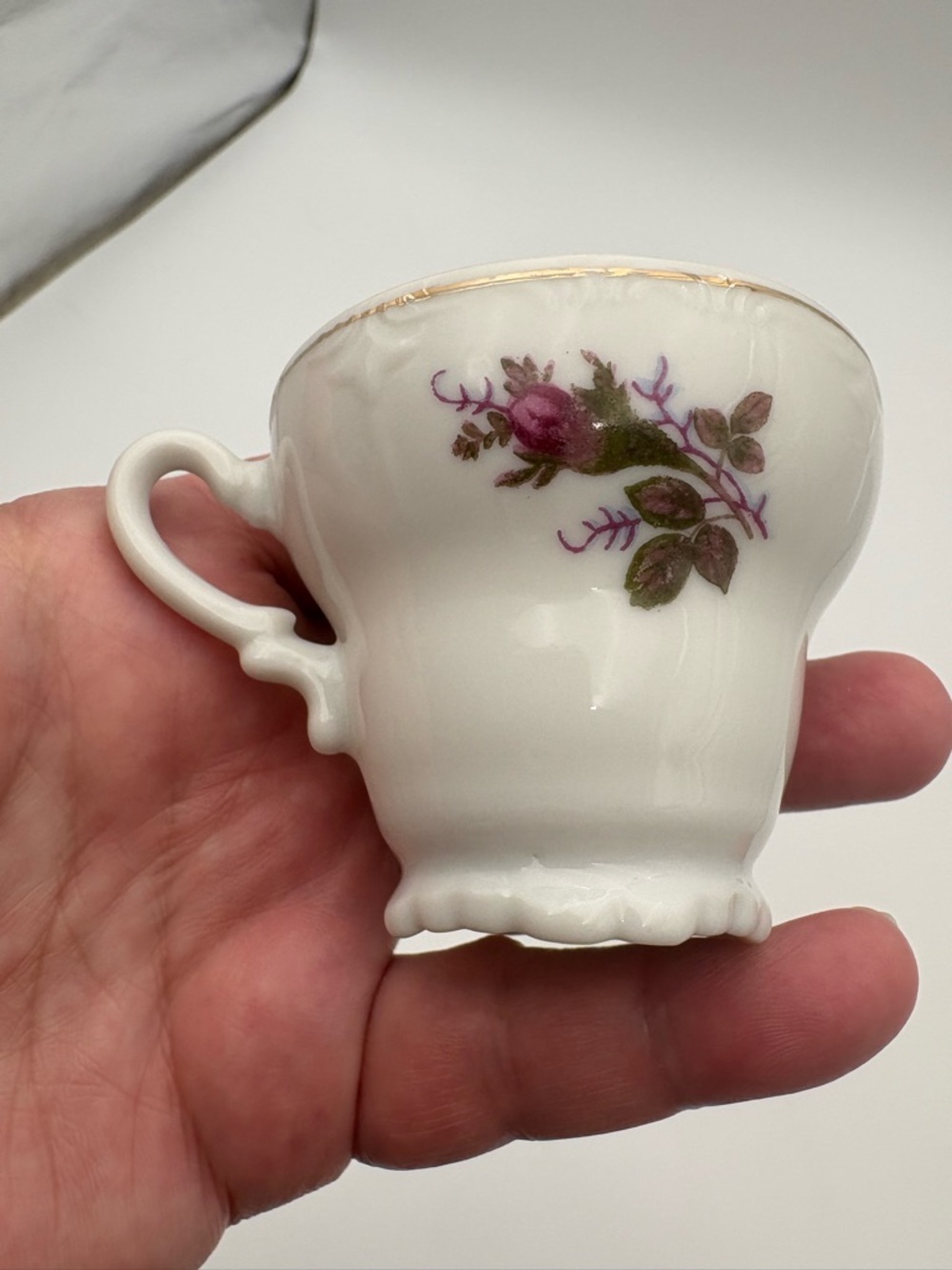 Vintage Floral Porcelain Tea Cup, Saucer, and Cake Plate Set - Picture 7 of 16